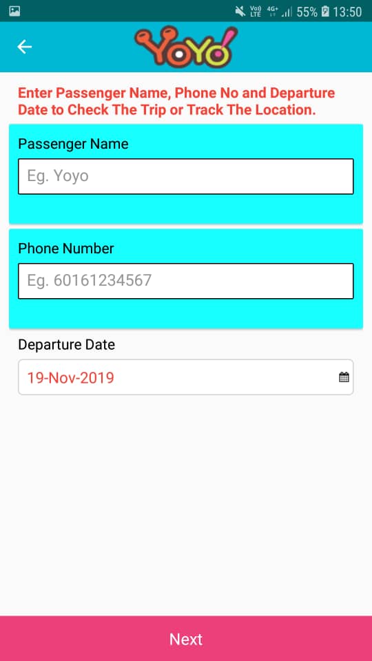 Yoyo Mobile App Passenger Track